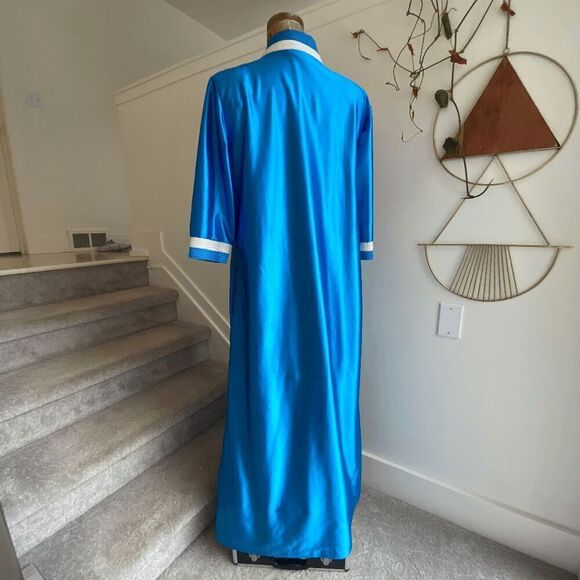 Vintage 1970s Blue & White Striped Robe by Classics of California in sz L - Picture 4 of 10